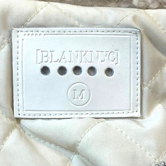 BLANKNYC Womens Medium Faux Sherpa Jacket Vegan Leather Trim Cropped Midweight - Picture 9 of 11